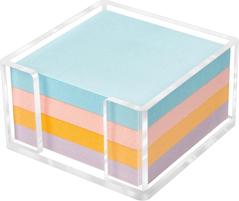Tecreddy Acrylic Sticky Note Holder, 3 x 3 Crystal Clear Sticky Note Dispenser Acrylic Notepad Holder for School Home Office Desk Organization - Image 1